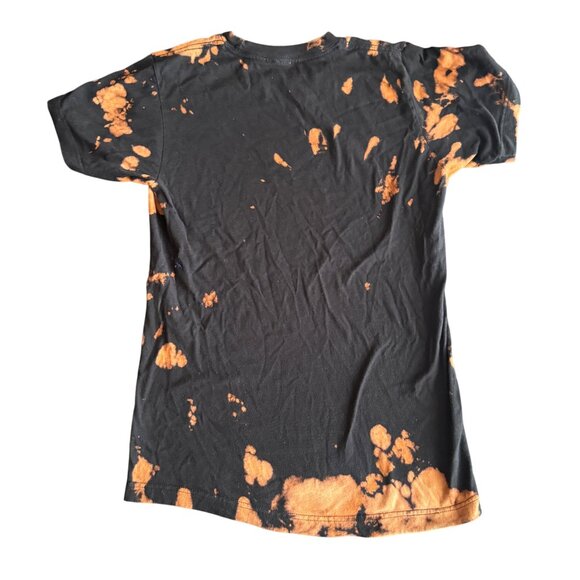 Coors Bleach Dye Graphic T-Shirt Black & Orange Short Sleeve Unisex Casual Crew - Picture 2 of 2